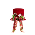 Red velvet Christmas tree topper hat with glitter snowflakes and festive ribbon decorations - Red Velvet Decorative Top Hat (ML-O1429)