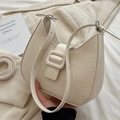 Chic ivory faux crocodile underarm bag with decorative buckle and extra shoulder strap - Beige