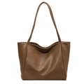 Bolso tote marrón de gran capacidad en cuero sintético con correas finas para el trabajo - Caqui