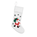 Chaussette de Noël blanche avec broderie Père Noël et sapin, décoration à suspendre - Père Noël blanc