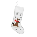 Chaussette de Noël blanche avec bordure en peluche et broderie de renard mignon - Renard Blanc