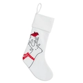 White Christmas stocking with embroidered reindeer and red scarf holiday decoration - Elk
