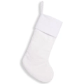 Plush white Christmas stocking gift bag with soft faux fur texture and hanging loop - White