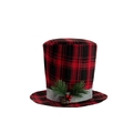 Christmas tree topper hat in red and black plaid with pine cone and berry detail - Plaid Top Hat