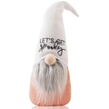 Halloween Gnom Plüschfigur mit weißer Strickmütze und Let’s Get Spooky Stickerei - Weiß