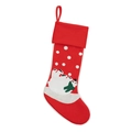 Calza di Natale rossa con simpatico orso polare, sciarpa verde e motivi di neve bianca - Orso Rosso