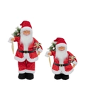 Staande Kerstman figuren met uitschuifbare poten in rood fluweel voor Kerst decor - Klein (ML-01461)