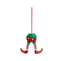 Christmas elf leg hanging ornaments with red white dots and green striped knit legs - Elf Shiny Boots Style (ML-O851)