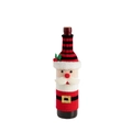Knitted Santa Claus red wine bottle cover with white beard and gold belt detail - Santa Claus