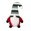 Red and green striped Christmas gnome doll with a knitted hat and long white beard - Green White Grey Stripe Style (ML-L1046A)