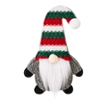 Christmas gnome doll with red and green striped knit hat and white plush beard decor - Red Green White Stripe Style (ML-L1046B)
