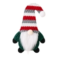 Christmas gnome decoration with red and grey striped knitted hat and long white beard - Red Grey White Stripe Style (ML-L1046C)