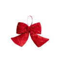 Fiocco di Natale in velluto rosso con motivo a onde di paillettes dorate per l'albero - Piccolo