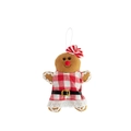 Weihnachts-Lebkuchenmädchen Plüschfigur mit rot-weißem Kleid für den Tannenbaum - Rotes Karokleid