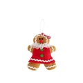 Lebkuchenmädchen Plüschfigur mit rotem Kleid und gestreifter Schleife für Weihnachtsbaum - Roter Tutu-Rock