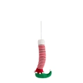Christmas elf leg ornament with red white stripes and green shoes for tree decoration - Large Red White Striped Style (ML-O853B)
