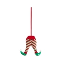 Striped elf legs Christmas tree topper decoration with red and green knit pattern - Green Boots Striped Style (ML-O854)