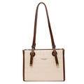 Off-white quilted tote bag with dark brown straps and fashion leather lettering - Off-white
