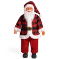 Babbo Natale in piedi da 24 pollici in abito di peluche a quadri rossi e neri con occhiali - Quadri Rossi e Neri