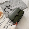 Deep green chain crossbody bag with matte texture and gunmetal buckle in a vintage style - Green