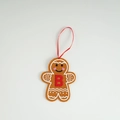 Gingerbread man plush ornament with red letter B embroidery and heart cheeks - Letter B (ML-01455/B)
