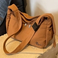 Braune Canvas Umhängetasche mit Sijichao Schmetterling-Stickerei und verstellbarem Gurt - Braun