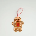 Felt gingerbread man ornament with red letter V embroidery for Christmas trees - Letter V(ML-O1455/V)