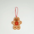 Gingerbread man felt ornament with red letter O and festive ribbon for Christmas decor - Letter O(ML-O1455/O)