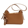 Braune Vintage Umhängetasche aus Leder mit süßem Hasen-Plüschanhänger für Damen - Mit Anhänger / Khaki
