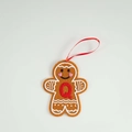 Cute gingerbread man felt pendant with letter Q embroidery and red heart cheeks for Christmas - Letter Q(ML-O1455/Q)