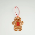 Felt gingerbread man Christmas ornament with red letter R and pink heart cheeks - Letter R(ML-O1455/R)