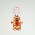 Felt gingerbread man Christmas ornament with red letter S and heart blush detail - Letter S(ML-O1455/S)