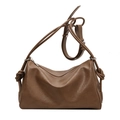 Braune Vintage-Kissentasche mit verstellbarem Knotenschultergurt und strukturierter PU-Haut - Sandfarben