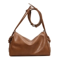 Klassische karamellbraune Boston-Tasche mit seitlichen Knoten und verstellbarem Riemen - Braun