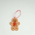 Handmade gingerbread man felt ornament with red letter F and heart blush for Christmas tree - Letter F(ML-O1455/F)