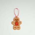 Gingerbread man felt ornament with red letter G detail and heart cheeks - Letter G(ML-O1455/G)