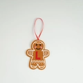 Gingerbread man felt ornament with red letter L and heart cheeks for Christmas tree - Letter L(ML-O1455/L)