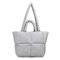 Zilveren gewatteerde shopper met metallic afwerking en dubbele handgrepen - Zilverijs