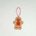 Gingerbread man felt ornament with red letter N and hanging ribbon for Christmas decor - Letter N(ML-O1455/N)