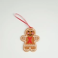 Brown felt gingerbread man ornament with red X letter and pink heart cheeks - Letter X(ML-O1455/X)