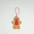 Gingerbread man felt ornament with red letter D and pink heart blush detail - Letter D(ML-O145/D)