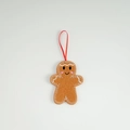 Handmade gingerbread man plush ornament with red ribbon for Christmas tree decoration - No Letter(ML-01456)
