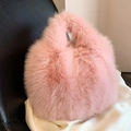Bolso chic de piel sintética rosa con asa redonda para moda de invierno de mujer - Rosa