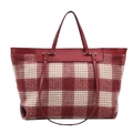 Bolso tote de cuadros rojos y blancos con asas de cuero y gran capacidad otoñal - Rojo
