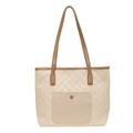 Minimalist checkered tote bag with large capacity and contrasting shoulder straps - Off White