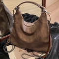 Bruine vintage Hobo-tas met grote capaciteit en zilveren ketting schouderriem stijl - koffiekleur