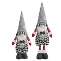 Ensemble de deux gnomes de Noël à carreaux noirs et blancs avec jambes télescopiques et flocons - Style Homme