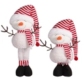 Set di pupazzi di neve di peluche natalizi con cappelli a righe e gambe telescopiche - Pupazzo di neve