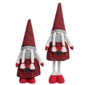 Lot de deux gnomes de Noël avec chapeaux à carreaux rouges et noirs pour décor de fête - Style Femme