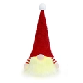 Gnomo di Natale a LED con cappello a maglia rosso e barba luminosa decorativa - Rosso